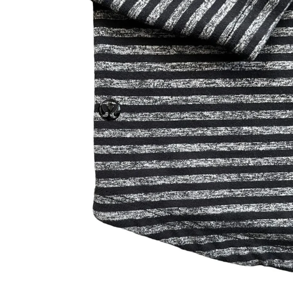 LULULEMON Men's Studio Half Zip Pullover Black White Striped Size Medium - Picture 3 of 8